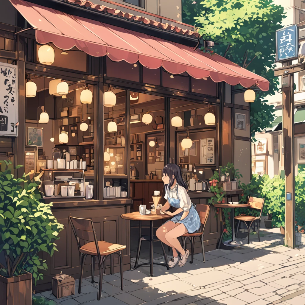 ((anime:1.4,illustration)),(Masterpiece, Highest quality, best quality),(Very detailed, Absolutely resolution.),((16ก, high resolution)), (((Beautiful cafe with a comfortable atmosphere.))), ((anime:1.4,illustration)),(Masterpiece, Highest quality, best quality),(Very detailed, Absolutely resolution.),((16ก, high resolution)). Take a break {Lofi art,  Greasley style, Makoto Shinkai&#39;s style, anime aesthetic}, Take a break { (Create images containing more than 40 megapixels of data with detailed, cinematic textures captured with a Sony SLR.).}