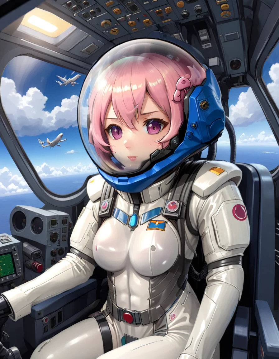 pilot uniform in an airport cockpit, 1girl, tentacles, scared, crying), dripping , tentacles consensual, looking at the viewer, ,, masterpiece, best quality, highly detailed eva helmet, spacesuit, astronaut), medim hair, bubble helmet , anime style, tentacle sex fellowlatio Suspension double penetration, sex, ahegao, torn clothes, tentacles around the chest,,,(spacesuit: 1.15) , white cargo pants, astronaut ), ((Female pilot in the cockpit of a reconnaissance plane), (airplane cockpit), (in flight), (10000 feet altitude)、(sky view):1.7), hold the wheel, from side