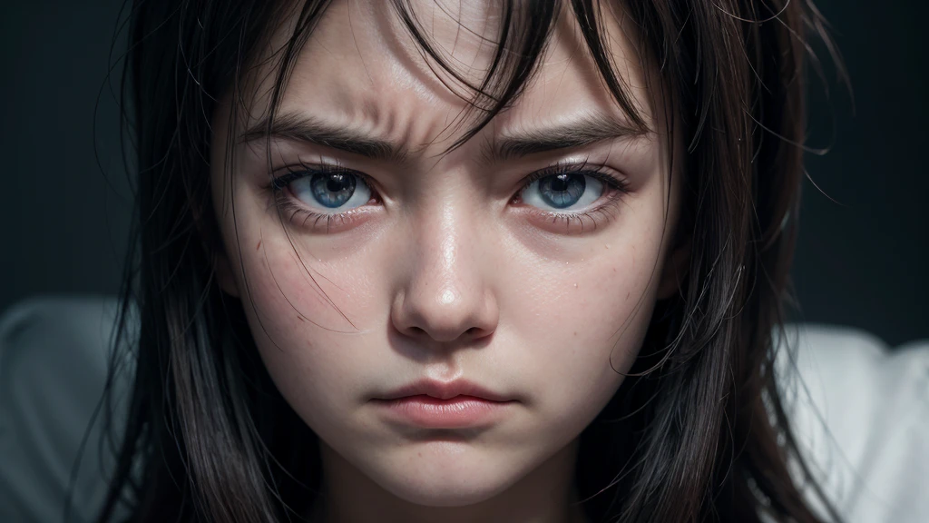 Create a face of sadness and a face of determination in emoji format, ultra 4k.
