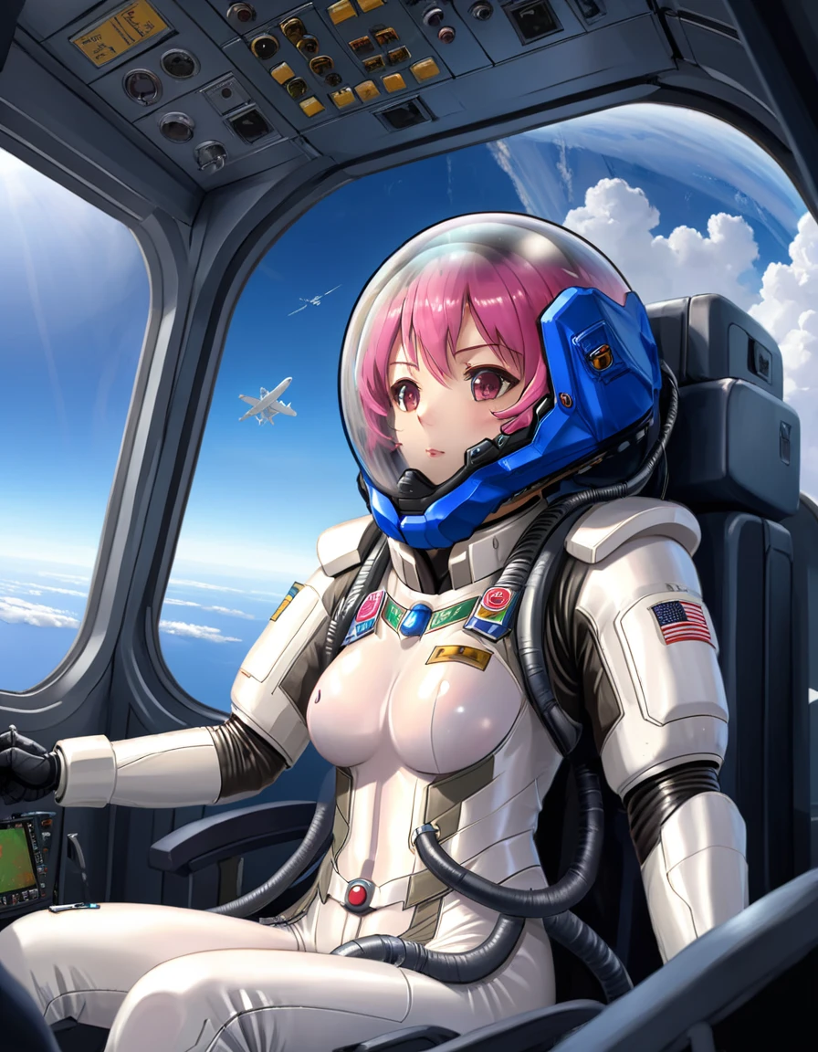pilot uniform in an airport cockpit, 1girl, tentacles, scared, crying), dripping , tentacles consensual, looking at the viewer, ,, masterpiece, best quality, highly detailed eva helmet, spacesuit, astronaut), medim hair, bubble helmet , anime style, tentacle sex fellowlatio Suspension double penetration, sex, ahegao, torn clothes, tentacles around the chest,,,(spacesuit: 1.15) , white cargo pants, astronaut ), ((Female pilot in the cockpit of a reconnaissance plane), (airplane cockpit), (in flight), (10000 feet altitude)、(sky view):1.7), hold the wheel, from side