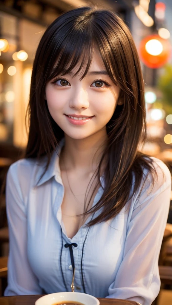 Cute girl working at a cafe terrace Japanese 19age
Professional Lighting Digital SLR Beautiful and elaborate face Perfect and beautiful face Big eyes Smile