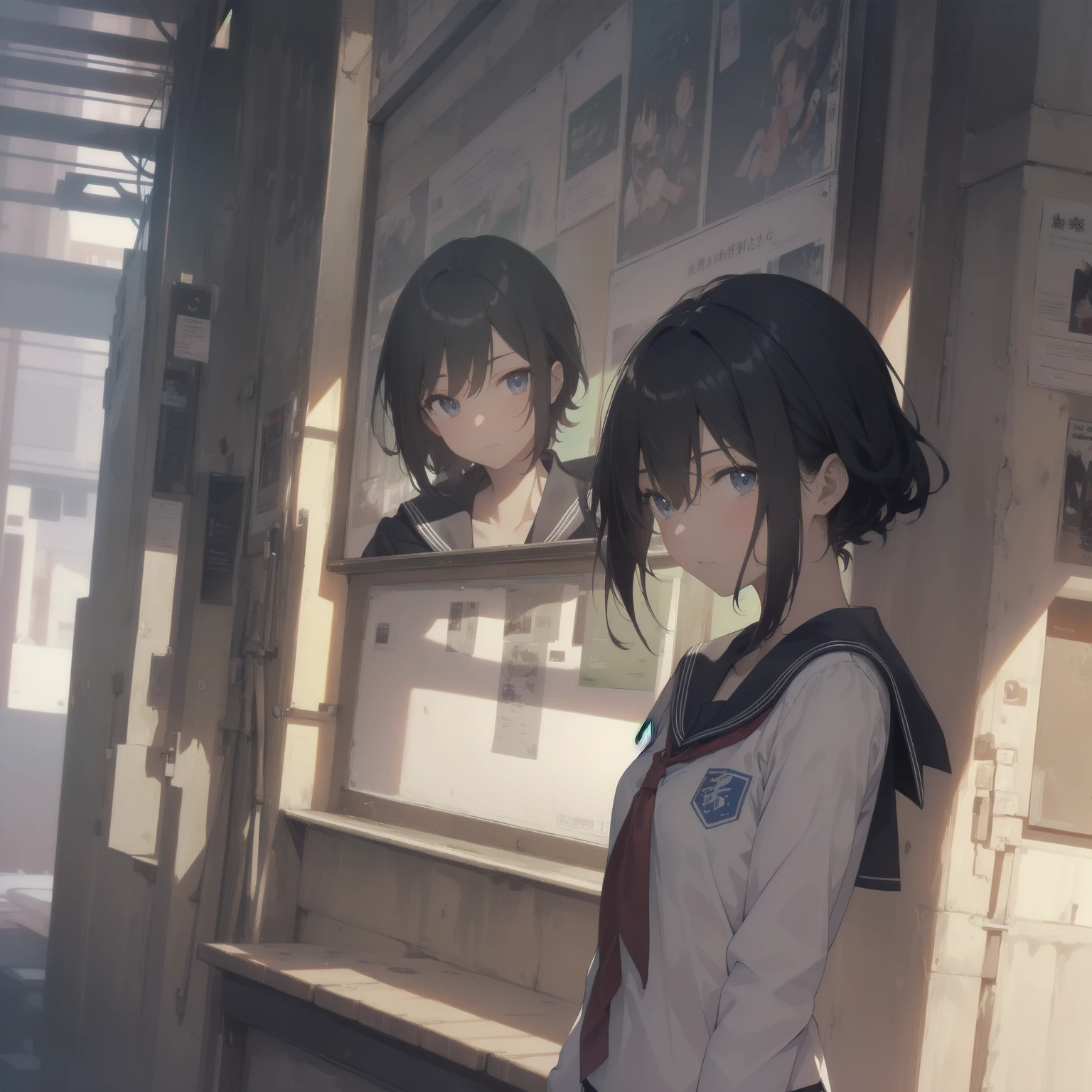 ultra-absurdres-Top quality by artist God, ultra-detailed, high resolution, anime moe artstyle, best anime 8k konachan wallpaper, pixiv contest winner, pool:2810, perfect anatomy,break, 1girl, (Please draw a girl walking sleepily to school alone. )break,(Solo,little female, 13-year-old:1.3),Full limbs, complete fingers,a junior high school student, (very short hair), short cut, flat chest, , small butt, small black eyes, beautiful detailed eyes, well-proportioned iris and pupils, expressive eyes, highres detailed hair, soft expression, salor school_uniform, sailor collar, serahuku, bow, pleated skirt,(Detailed Lighting), (Detailed background), in the School commute route. break,super detailed skin, Best cinematic lighting powered by famous artist, 8k,beauty illustration,photoshop_(medium),very aesthetic,break,((artist:nekotoufu )), artist:clamp ,artist:carnelian ,artist:kantoku ,

