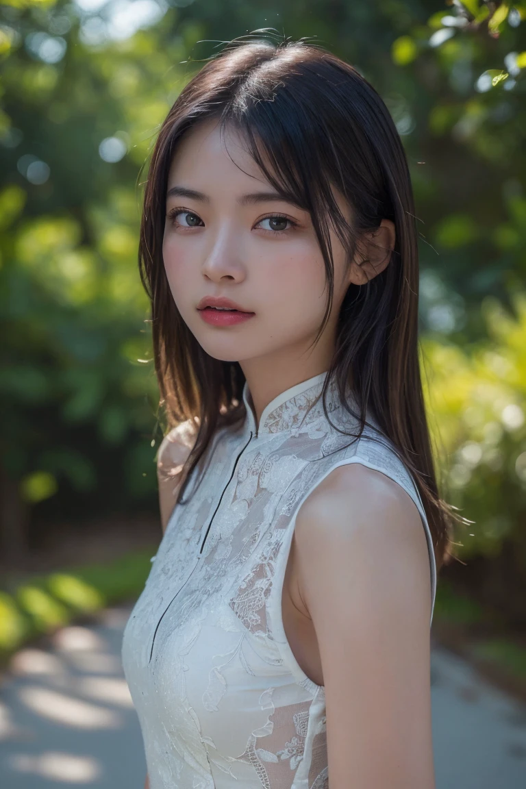 (Highest quality:1.4),(masterpiece:1.4),(Realistic:1.4),(Realistic:1.2),(超High resolution, RAW Photos:1.4),(High resolution, Very detailed:1.2),(8k:1.2),Movie Photos,a photo of a dark-haired,One Girl,alone,wear ,((China dress))、((Upper Body:1.3))