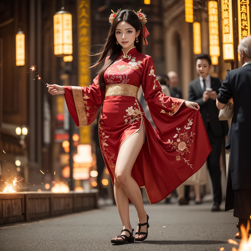 (High-level (UltraDetailed ProfessionalPhoto)), 8K Masterpiece TopQuality, Absurd Detailed Lighting, PerfectLighting, Extremely detailed (BeautyGoddess Standing in a Vertical Dropping Ray), aesthetic LifeLike Rendering, BokeH (oodles Firecrackers Spark and Haze), Unreal flamboyance, see-through upskirt Assfocus RoundlyButts, (Tindall Effect Scattering), { fujian tulou | Traditional Hakka Clothes | perfect ratio | hime cut | luxury | jewelry | ornate | hairpin | Menstruation | Exposed },(Elaborate embroidery with Transparency) BREAK (FullBody:1.28). (((Extremely detailed Beautiful Face and Eyes))) Radiant PearlSkin with Transparency, (Dynamic LifeLike expressions:1.4)