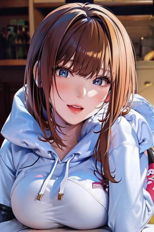 Highest quality, masterpiece, High resolution, 8k, Hoodies and anime style girls, One Girl, Detailed line drawing, Bright White and Bright Amber Styles, Digital Enhancement, close, Anime Core, Flowing fabric