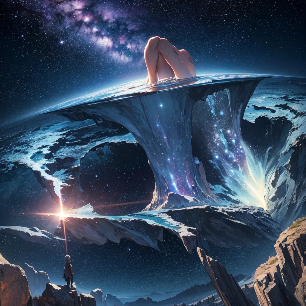 Deep Space,Earth,Earth,Upper plane,Glowing below and illuminating the stars below