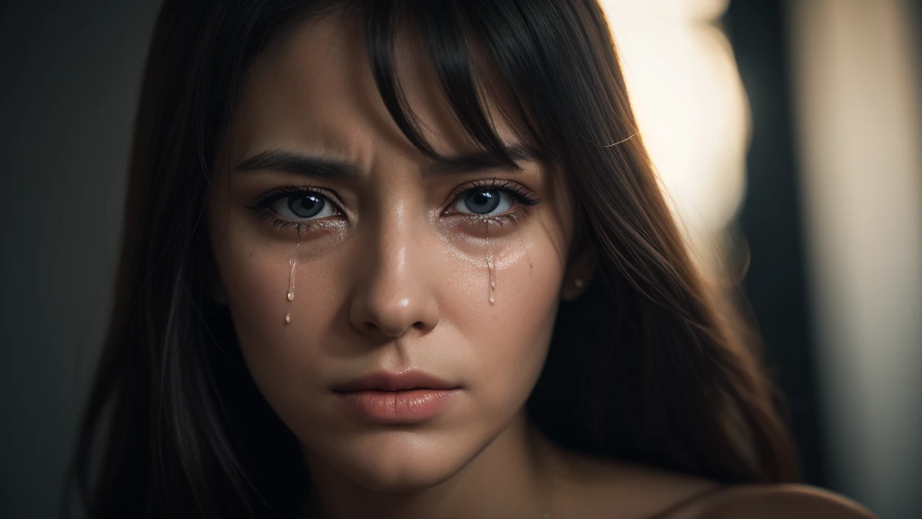 a sad crying woman, tears on face, black and white, vintage photo style, high quality,4k,8k,highres,masterpiece:1.2,ultra-detailed,(realistic,photorealistic,photo-realistic:1.37),HDR,UHD,studio lighting,ultra-fine painting,sharp focus,physically-based rendering,extreme detail description,professional,vivid colors,bokeh