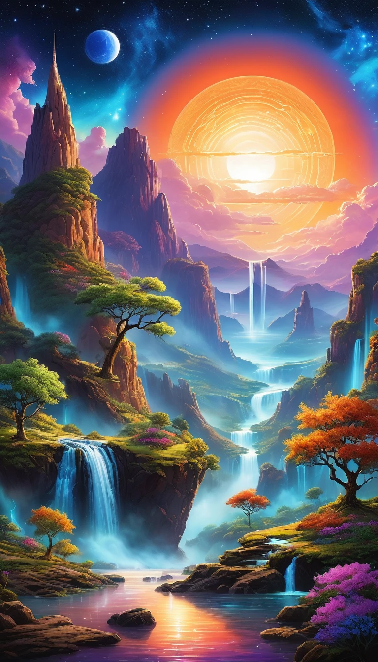 (masterpiece, Highest quality:1.2), Magical creatures from the faraway planet Arcturus, Zentiva, Intricate details, Cosmic Energy, Dreamy landscape、