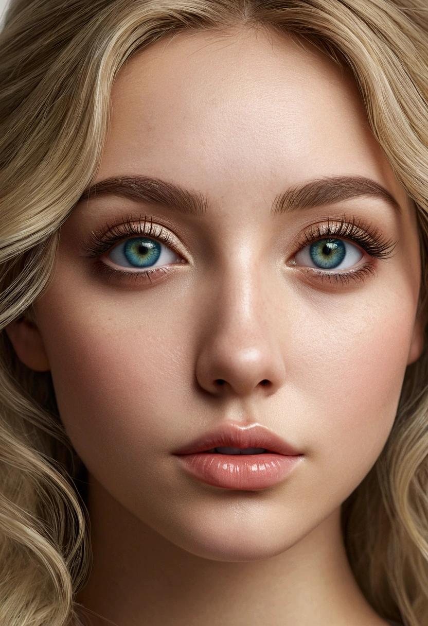 beautiful detailed eyes, one eye blue the other eye green, almond shaped eyes, beautiful detailed lips, extremely detailed eyes and face, long eyelashes, 1 girl, 25 years old, ultra realistic, blonde, medium length hairstyle, full face, average height, toned face, large cheekbones, intricate details, photorealistic, masterpiece, 8k, high resolution, ultra-detailed, realistic, photorealistic