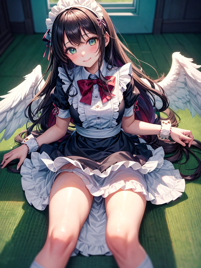 middle School girls,smile,Best Quality,High-dimensional beautiful girl,Multidimensional beautiful girl,Several girls are depicted,Maid clothes,cuteMaid clothes,8k,Highest quality,Long Hair,cute,fluffy,Angel,新しいMaid clothes,Latest Fashion,Long Hair,Green Eyes,Beautiful feet,The top of beautiful girls,School,classroom,perfection,masterpiece,Have sparkling eyes,tights,Horny girl,Naughty Girls,美しいcute女の子,Horny girl,Beautiful girl,Multicolored hair colors,Latest Fashion, girl,