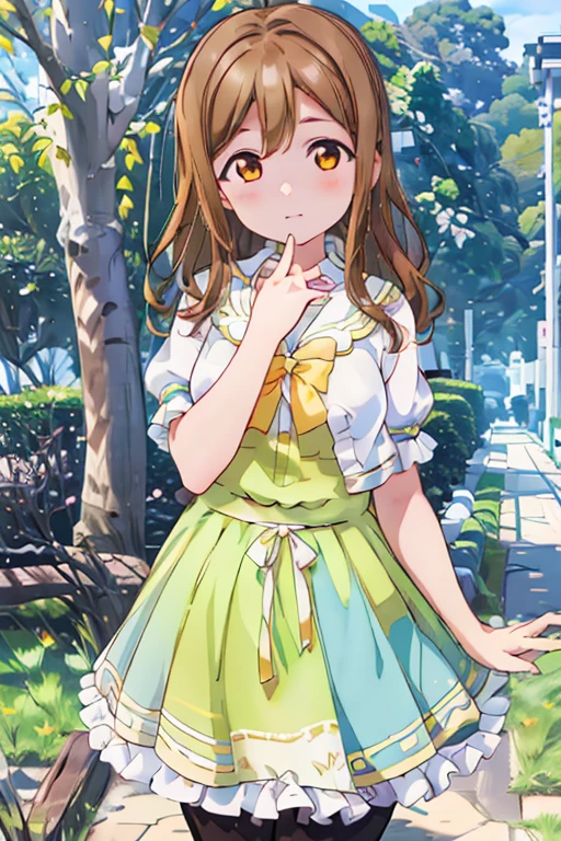(Highest quality、Masterpiece ∶1.2)、One Girl、alone、anime、animeScreencap、Ray Tracing、Global Illumination、ultra hi resolution picture、Bright colors、Depth of written boundary、Outdoor、whole body、cute、Hanamaru Kunikida