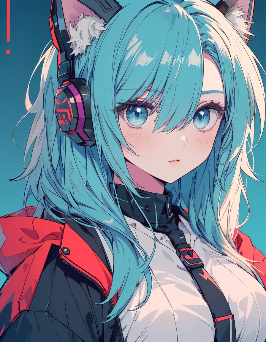 undercut, cyber punk, hair over eye, ((masterpiece, best quality:1.5)), ((Beautiful detailed cat aqua eyes:1.2)), cat ears, pale skin, medium breasts, beautiful hands, beautiful fingers, EasyNegative