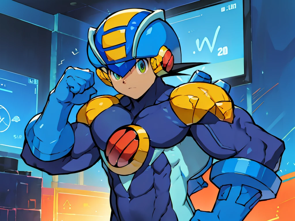 Huge muscles,Rockman Exe,(((8--old ))),