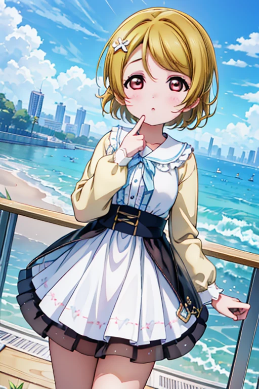 (Highest quality、Masterpiece ∶1.2)、One Girl、alone、anime、animeScreencap、Ray Tracing、Global Illumination、ultra hi resolution picture、Bright colors、Depth of written boundary、Outdoor、whole body、cute、Hanayo Koizumi