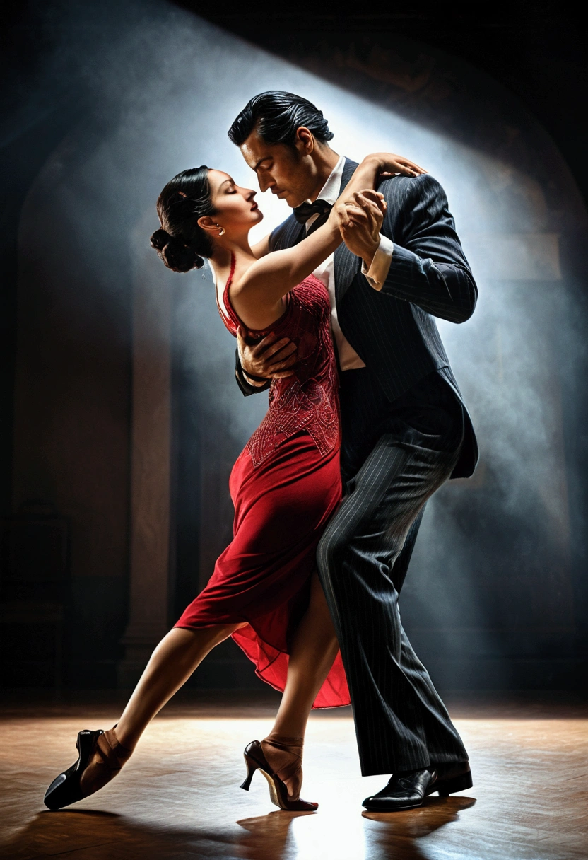 (Ultra-realistic tango Dancer), captivating chiaroscuro, dynamic movement, full body, award-winning, cinematic still, emotional, vignette, dynamic, vivid, (masterpiece, best quality, photorealistic, Professional, perfect composition, very aesthetic, absurdres, ultra-detailed, intricate details:1.3)