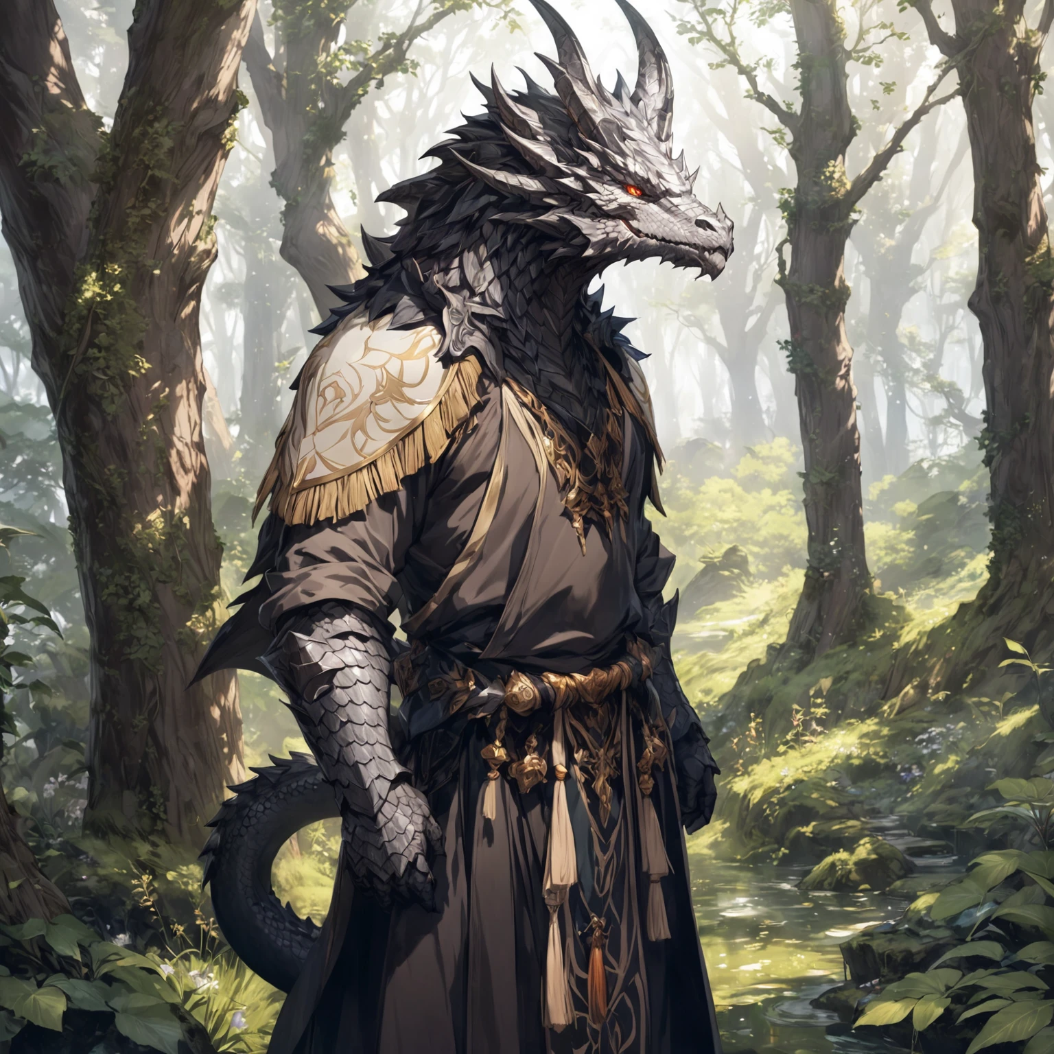 masterpiece, best quality, good quality, Fantasy Aesthetic, Highly detailed, shadowverse style, male, dragonman