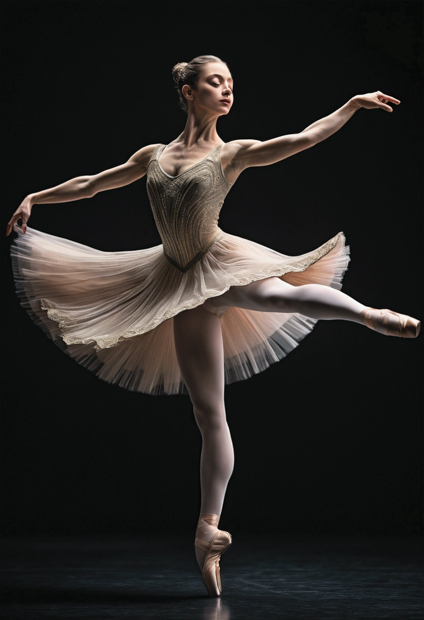 (Ultra-realistic ballet Dancer), captivating chiaroscuro, dynamic movement, full body, award-winning, cinematic still, emotional, vignette, dynamic, vivid, (masterpiece, best quality, photorealistic, Professional, perfect composition, very aesthetic, absurdres, ultra-detailed, intricate details:1.3)