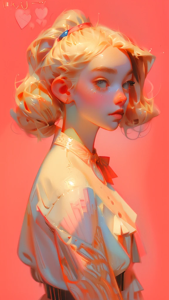 Anime artwork、Spectacular photos、Polaroid、Blonde woman、Pigtails、Pink Background、canon_5D_mark_4、Exquisite detail、J.c. Art by Leyendecker