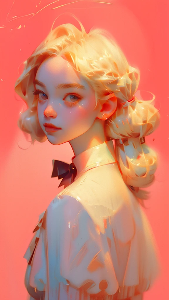 Anime artwork、Spectacular photos、Polaroid、Blonde woman、Pigtails、Pink Background、canon_5D_mark_4、Exquisite detail、J.c. Art by Leyendecker