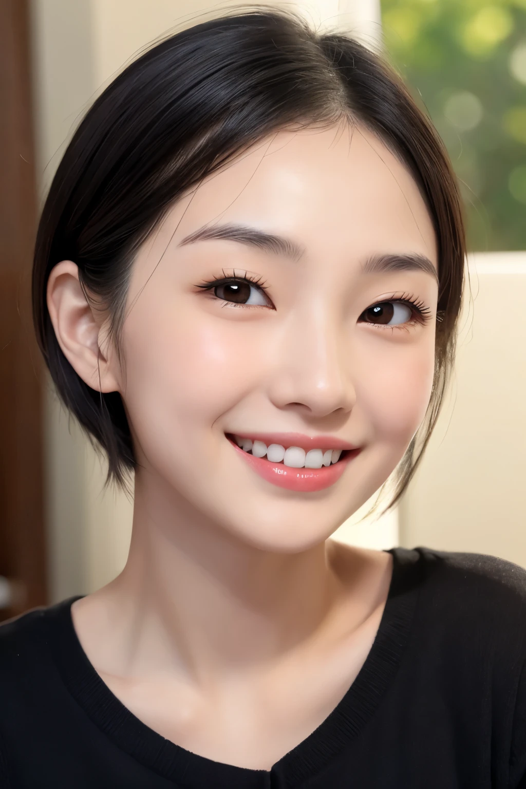 (masutepiece:1.3), (High resolution:1.1), Detailed beautiful face, Detailed beautiful black eyes, (Perky smile:1.4), girl with, 20 years old, F1/8,beautiful Korean women, in 8K, Best Quality, Realistic, 超A high resolution, photographrealistic, Japanese, slim, Huge breasts, Revealing nurse clothing,Random hair,Unreal Engine