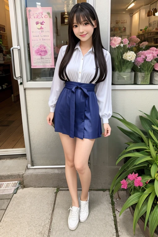 Idol、Japanese,20-year-old、cute、delicate、Silky skin、Beauty、Fair skin、Full body description、Full body photography、Sexy pose、Thoughtful smile,[[[Beautiful woman working at a flower shop]]]、[[[Girl working at a flower shop]]],[[[[Yellow apron]]]],[[[[mini skirt]]]],Semi-long hair,[[[[Full body description]]]], [[[[Full body photography]]]],  [[[[White socks]]]], [[[[White sneakers]]]],[[[[Sexy thighs]]]], [[[[Sexy thighs]]]], [[[[Shin]]]], [[[[Shin]]]],[[[[carnation]]]],[[[[carnation]]]], [[[[Drawn from below]]]], [[[[Shooting from below]]]]