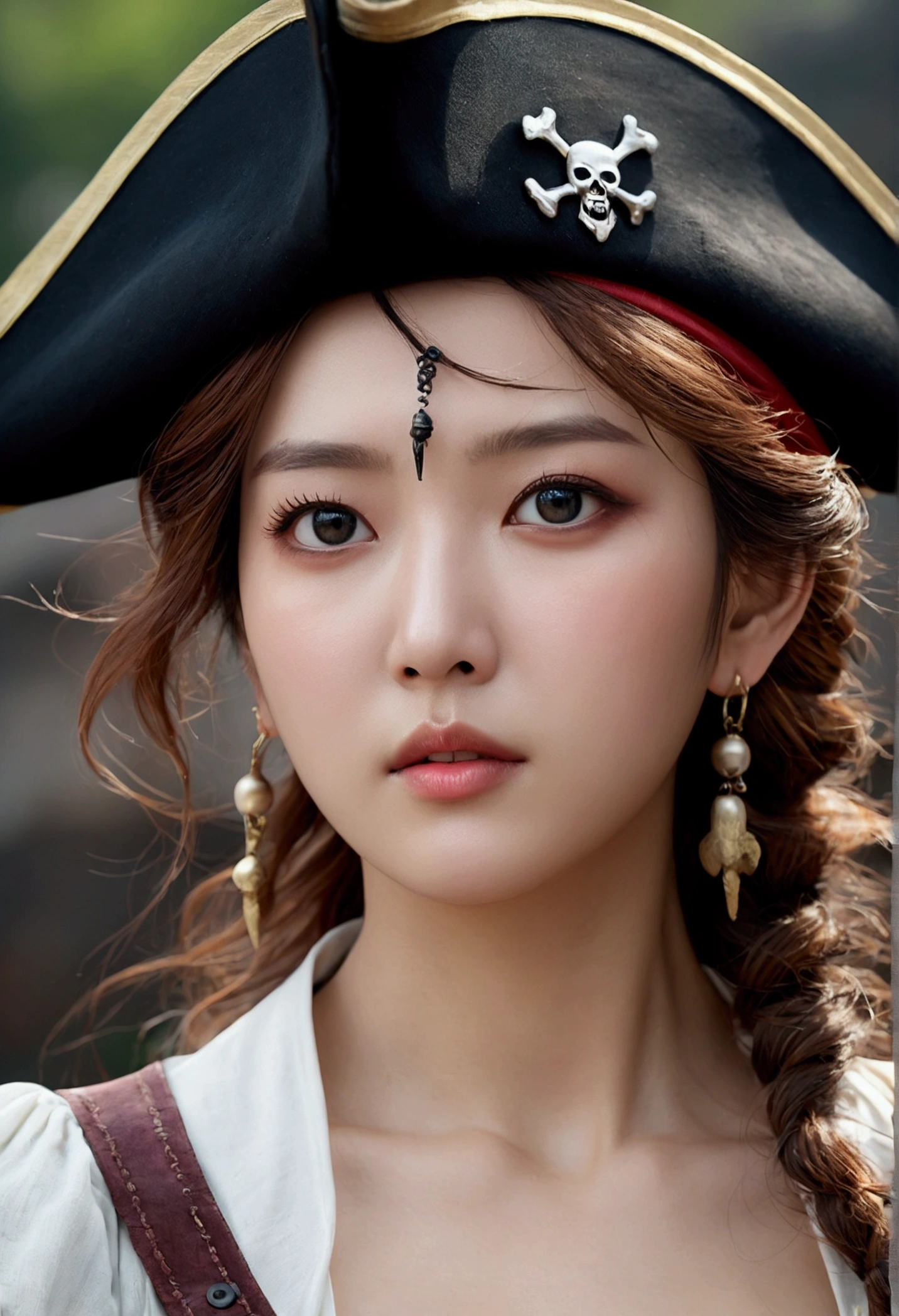 ((best quality, 8k, masterpiece :1.3)), 1 woman, whole body, sexy face, Pretty Woman, 섹시한 pirate 옷, very detailed face, detailed eyes, double eyelid, slim face, very detailed face과 피부 질감, detailed eyes, double eyelid, Frontal shots, looking straight ahead, walking, whole body 샷, Hands behind your back, pirate, 짧은 pirate 옷,