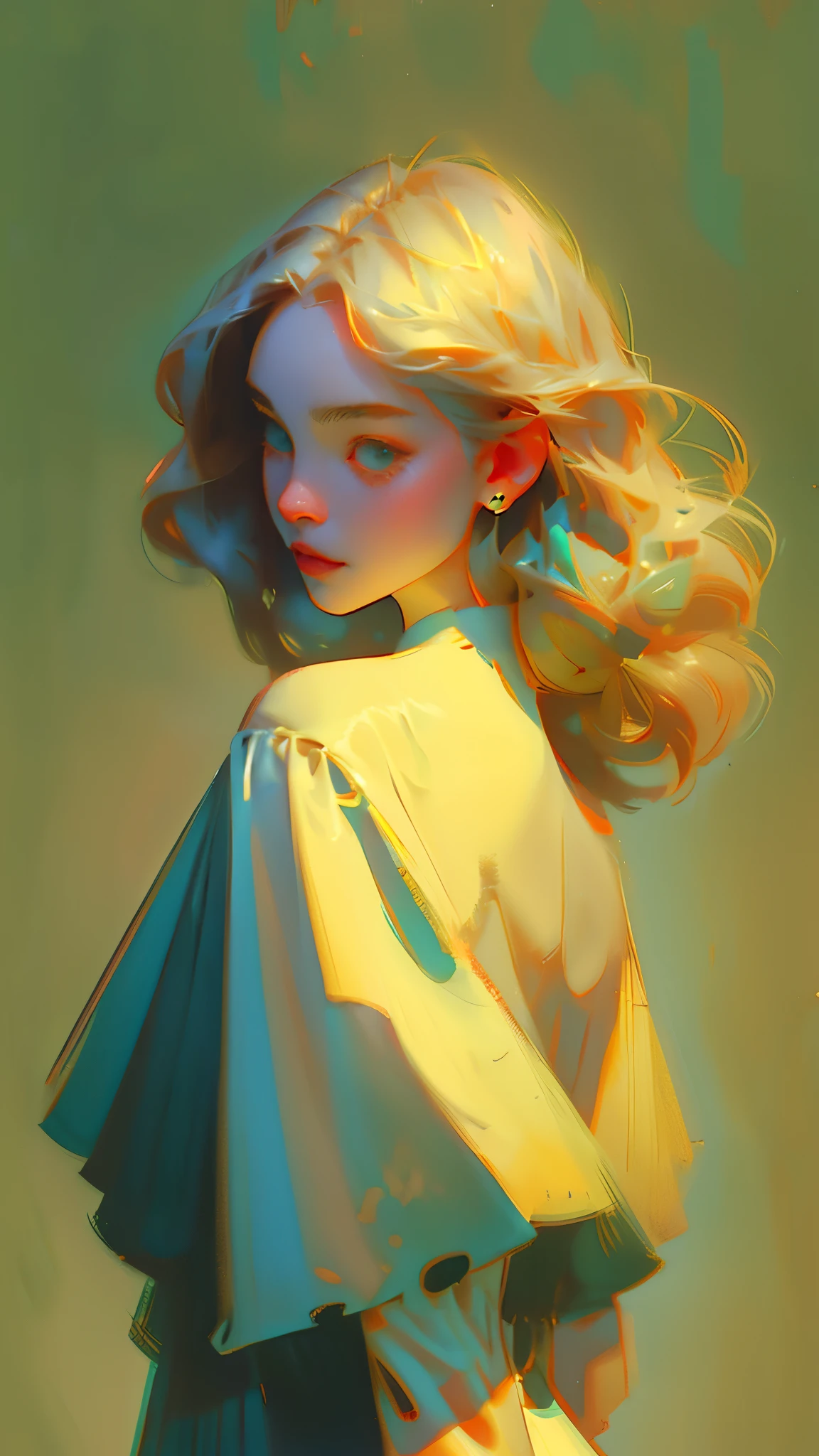 Anime artwork、Spectacular photos、Polaroid、Gray-haired woman、Straight Hair、Green background、canon_5D_mark_4、Exquisite detail、J.c. Art by Leyendecker