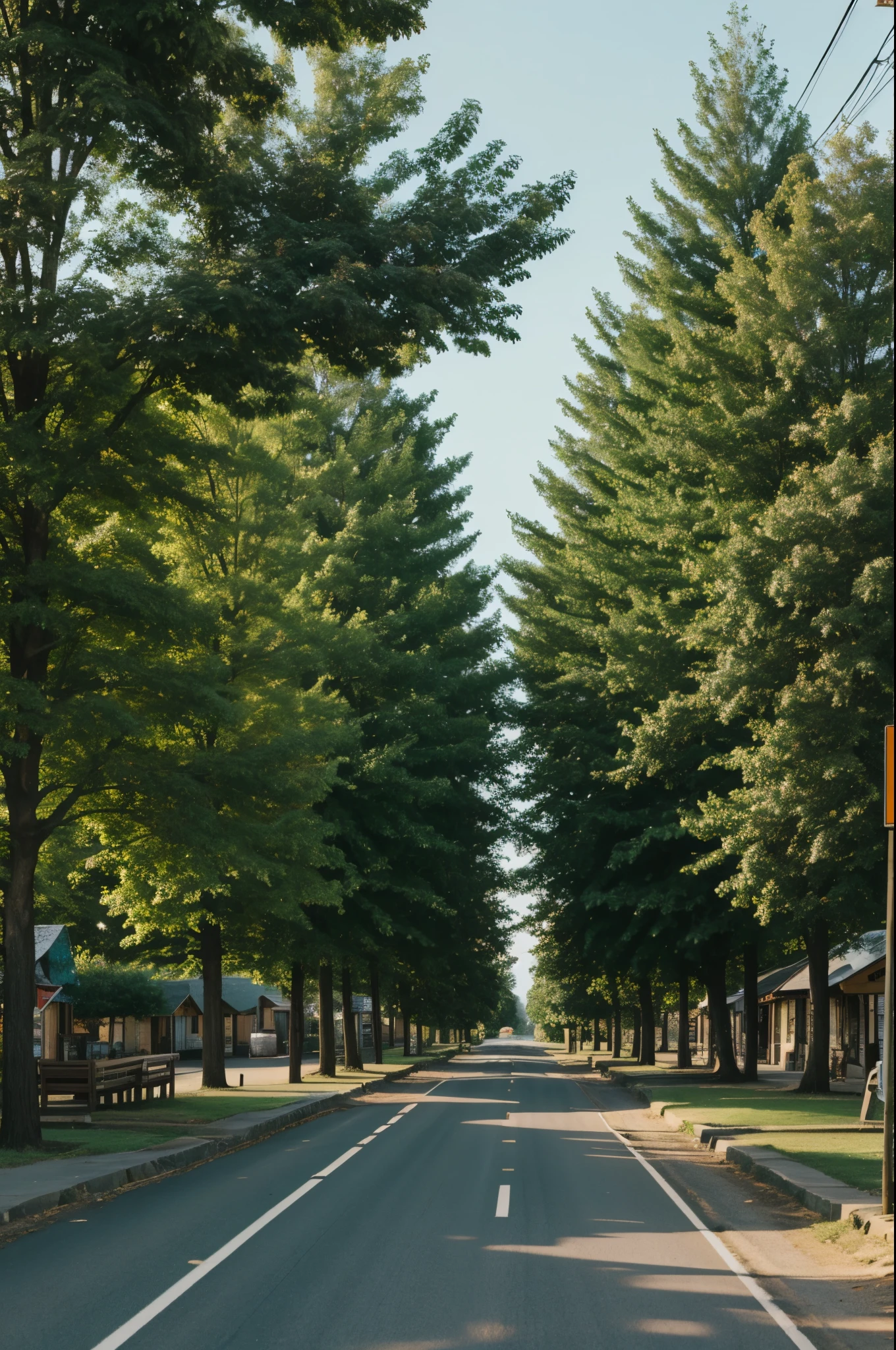 A quiet town with many trees