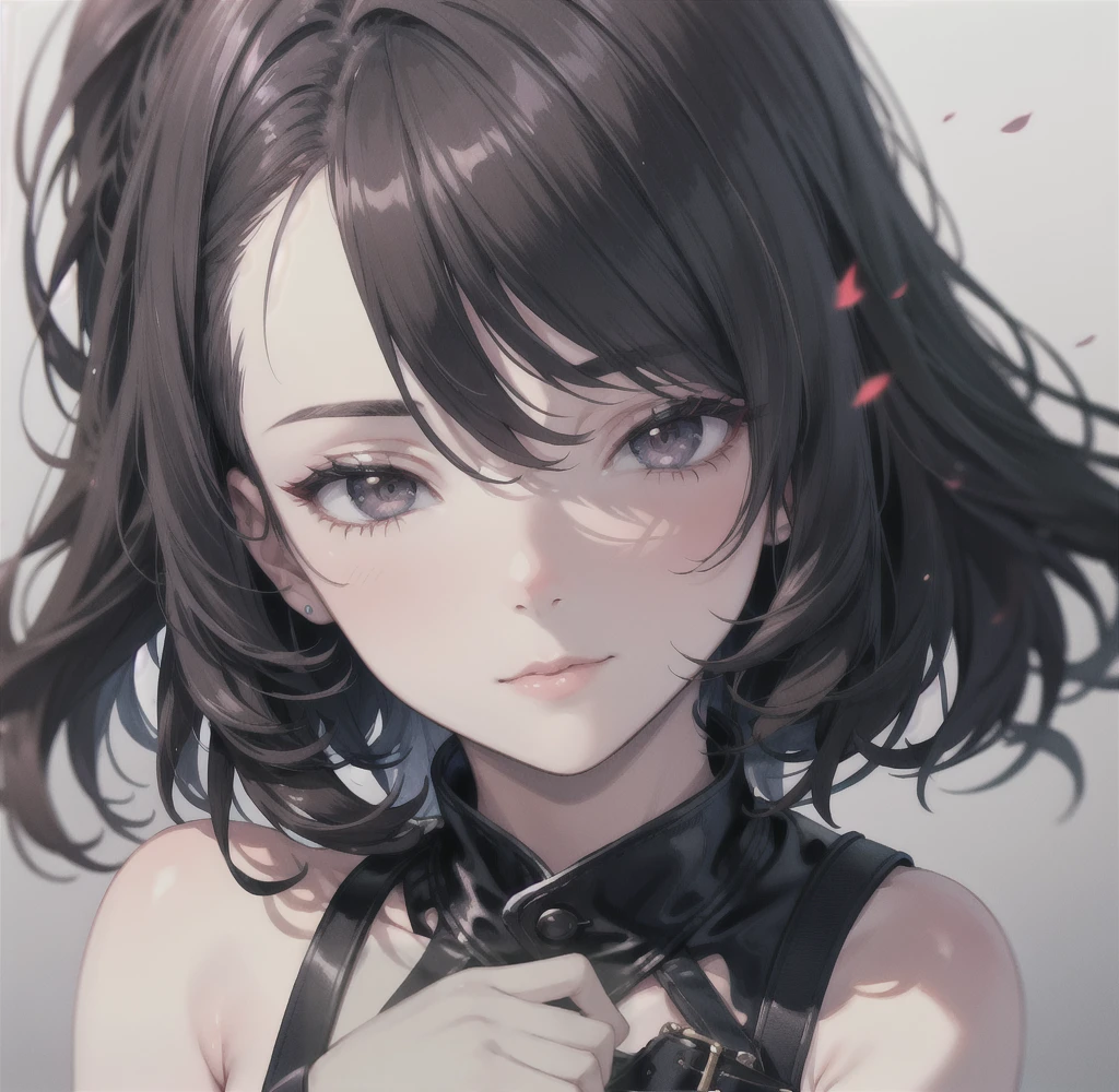 Beautiful girl with realistic black eyes, Pale skin, Medium length black hair, Perfect Face, Perfect Eyes, Wearing a coat, Very detailed, Overall Movie, Digital Painting, 8k, Cinema Lighting, Highest quality, High resolution, Detailed work, Post-processing, Perfect results, Ultra-realistic