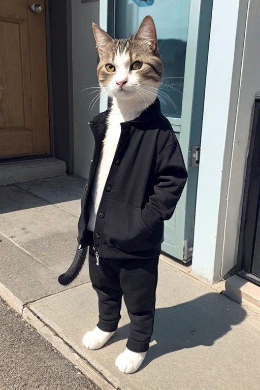 Standing Up　Cat in clothes　whole body