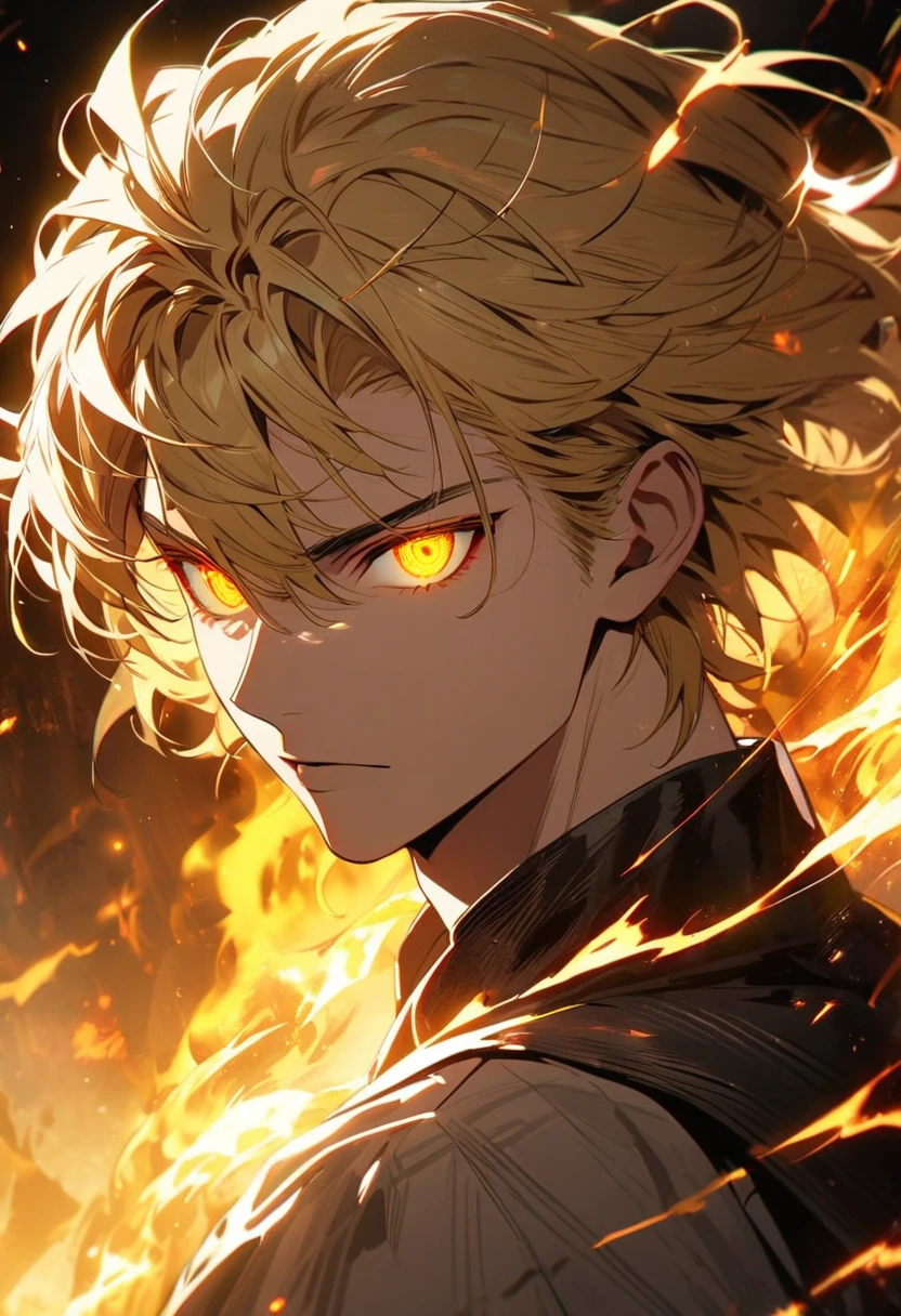 male, solo, handsome, god, god eyes, glowing eyes, blond hair, golden, aura, holo, beautiful, beautiful color, high detail, god eyes, golden eyes, 