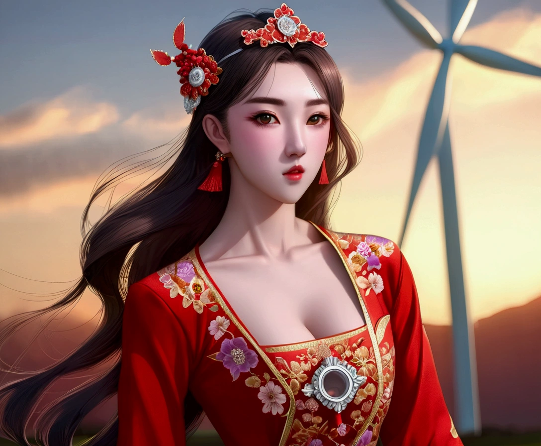 Original photo, 1 girl, Very ridiculous, 20-year-old, beautiful girl, (Lovely), (Shiny Hair), hair accessory, photo shoot, Actual, Written boundary depth, High resolution, Very detailedな, beautifully, Very detailed, Eye and facial details非常豐富, Sharp pupils, Actual lady, Sharp focus, LED lighting, Eye and facial details, (China dress:1.5), chinese garment, Cowboy shot full body, (Wind power increase:1.8), Camel Toe, Ancient Chinatown, (On the brink of explosion:1.2), close, Perfect body, Yuri, Backlight Flash Please make the chest bigger