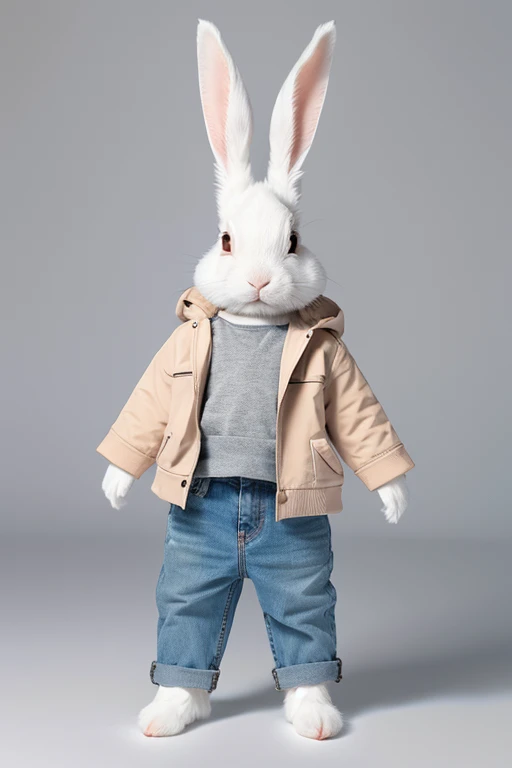 Rabbit in clothes　Standing Up　whole body　front　Ears drooping