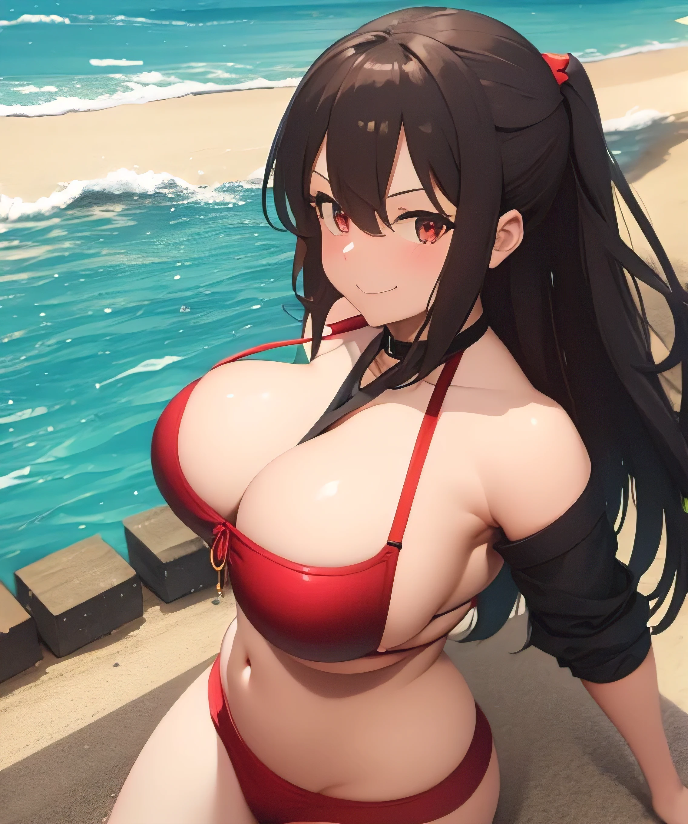 Megumin Konosuba, big tits, bikini, playa, big tits, smile 