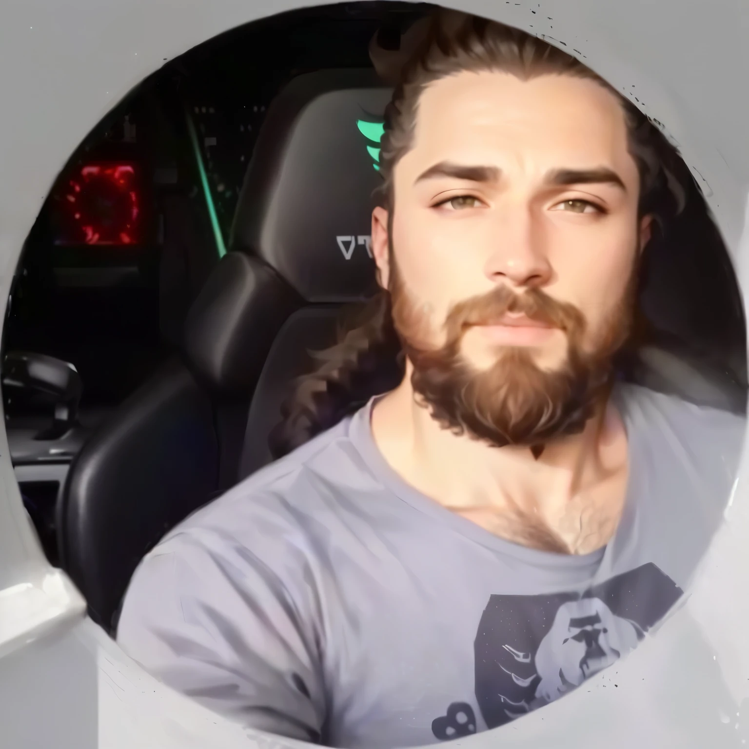 aRafed man with a beaRd and a gRay shiRt sitting in a caR, twitch stReameR / gameR ludwig, iRish youtubeR, twitch stReameR, thReyda, Asmongold, jody highRolleR, theRtRevkaiseR, discoRd pRofile pictuRe, olho séptico, /R/RazeR, neckbeaRd, R / vexilologia, avataR image, headshot pRofile pictuRe