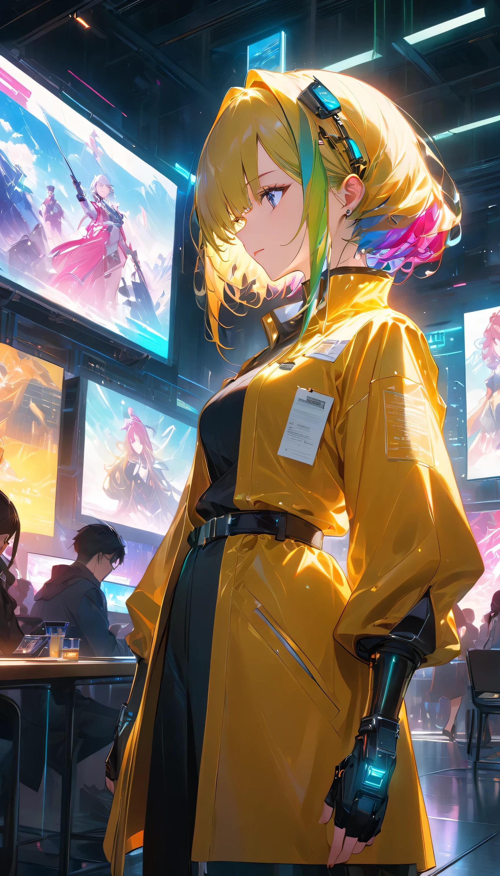 Browsing Caution,((masterpiece,Highest quality,4K)),score_9, score_8_Excellent, score_7_Excellent,anime,Rainbow Hair,Golden costume,anime girl, sword, Graduate School of Science - fi, Graduate School of Science - fi, Graduate School of Science - fi, Graduate School of Science - fi, Graduate School of Science - fi, Graduate School of Science - fi, Graduate School of Science, digital cyberpunk - anime art, badass anime 8 k, anime epic artwork, anime wallpaper 4 k, anime wallpaper 4K, anime art wallpaper 4K, anime art wallpaper 4 k, digital cyberpunk anime art,