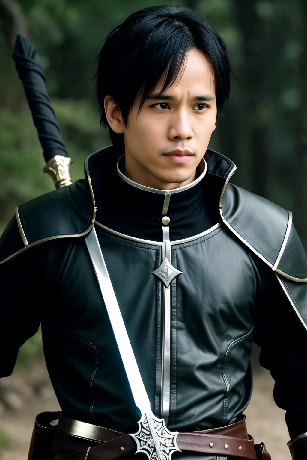 ((best quality))Appearance:
Age: After 200 years in the Underworld, Kirito appears much older than when he entered the Underworld. His hair has turned white and his face has more wrinkles, Shows aging.
Skin: Kirito often wears swordsman-like outfits, But after 200 years, His outfit may have become dated or more classic in style, reflecting the long time he spent in the virtual world.
charisma: Kirito currently has a more calm and experienced demeanor, His eyes were deep and pensive, shows his maturity and the experiences he has accumulated.
Character:
Mature and wise: Over 200 years, Kirito has accumulated a lot of knowledge and experience. He became calm, become more knowledgeable and have insight into life and the world.
Be patient and calm: Living that long in a virtual world requires a lot of patience. Kirito becomes more calm and collected in all situations.
Responsible and decisive: He feels great responsibility to the people around him and makes quick decisions, more accurate thanks to experience.
Deep feelings: Kirito's relationships with other characters, especially Asuna, become deeper and more durable. His love and protection for his friends and relatives became stronger than ever., ((masterpiece)), (detailed), 1girl, off-shoulder sweater,