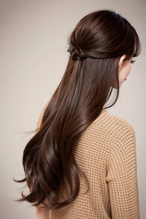 woman Back view Brown Hair straight cute tall Illustration