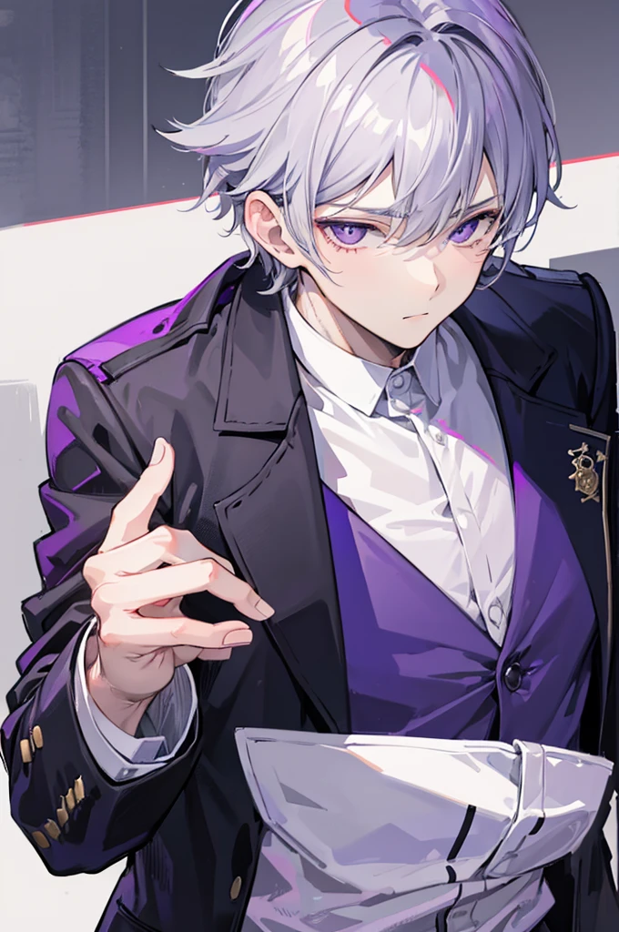 masterpiece, best quality, , 1boy, solo, male focus, looking at viewer, upper body, , anime coloring, , <lora:zakuro_oshigiri:0.68>, zakuro_oshigiri, brown hair, purple eyes, , henley, , casino, 4k resolution