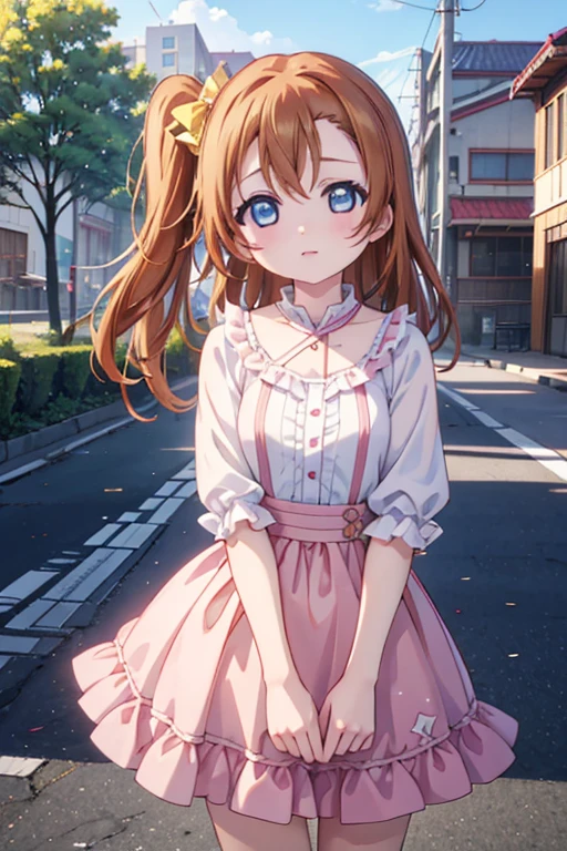(Highest quality、Masterpiece ∶1.2)、One Girl、alone、anime、animeScreencap、Ray Tracing、Global Illumination、ultra hi resolution picture、Bright colors、Depth of written boundary、Outdoor、whole body、cute、Honoka Kousaka