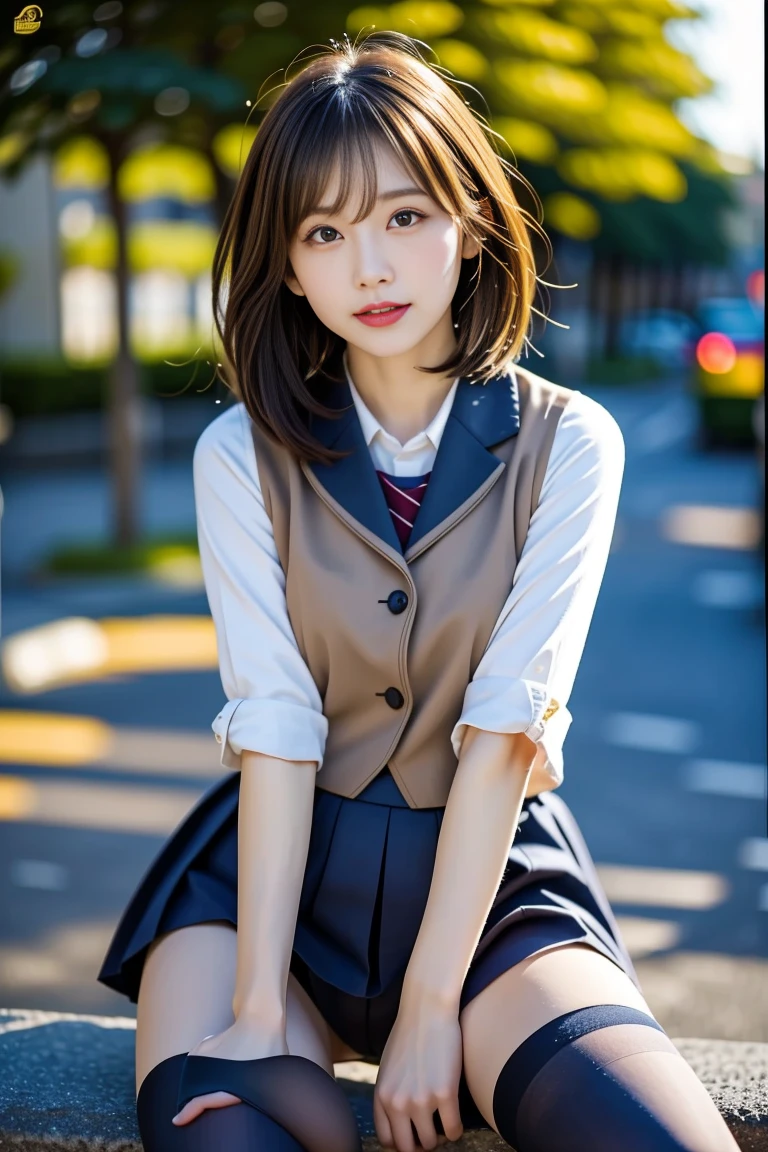 Ulzzang-6500-v1.1, (RAW Photos:1.2), (Realistic:1.4), Beautiful detailed girl, Very detailed eyes and face, Beautiful fine details, Ridiculous, 信じられないほどRidiculous, Large file size, Very detailed, High resolution, Very detailed, Highest quality, Tabletop, Kemomimi, ((Japanese high school girls uniform)), figure, Very detailed, Hmph, Unified, 8k wallpaper, wonderful, Fine details, Tabletop, Highest quality, Very detailedなティッカーユニフォーム8K壁紙, Light on the face, Cinema Lighting, One Girl, 16 years old, (()), ((Dynamic pose))), (Camel Toe), (half), (pantyhose), (Sit on your legs with your knees bent))