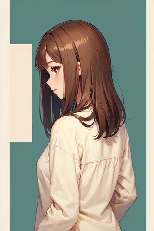 woman Back view Brown Hair straight cute tall Illustration