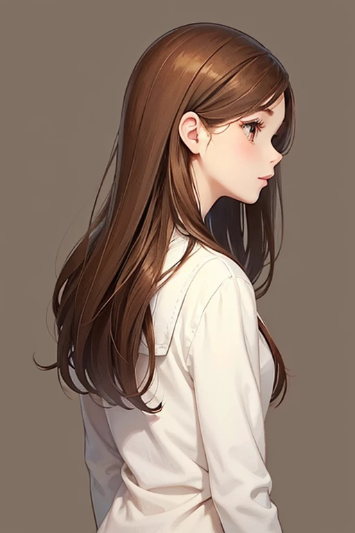 woman Back view Brown Hair straight cute tall Illustration