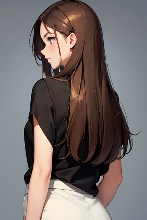 woman Back view Brown Hair straight cute tall Illustration
