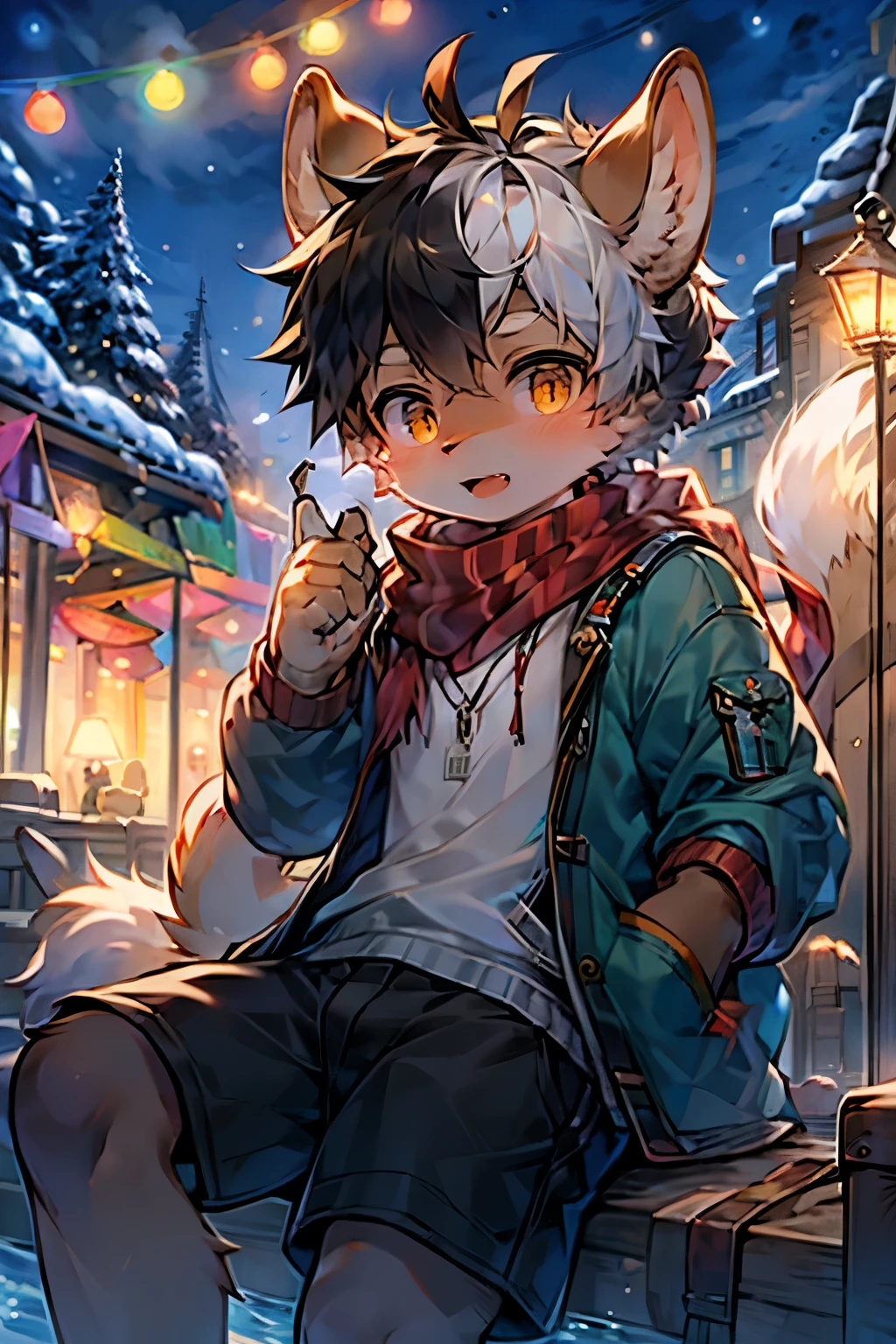 Squirrel Boy,Furry boys,Infant and child characteristics,hair,Dark Skin,scarf,shorts,Skier,Winter Olympics