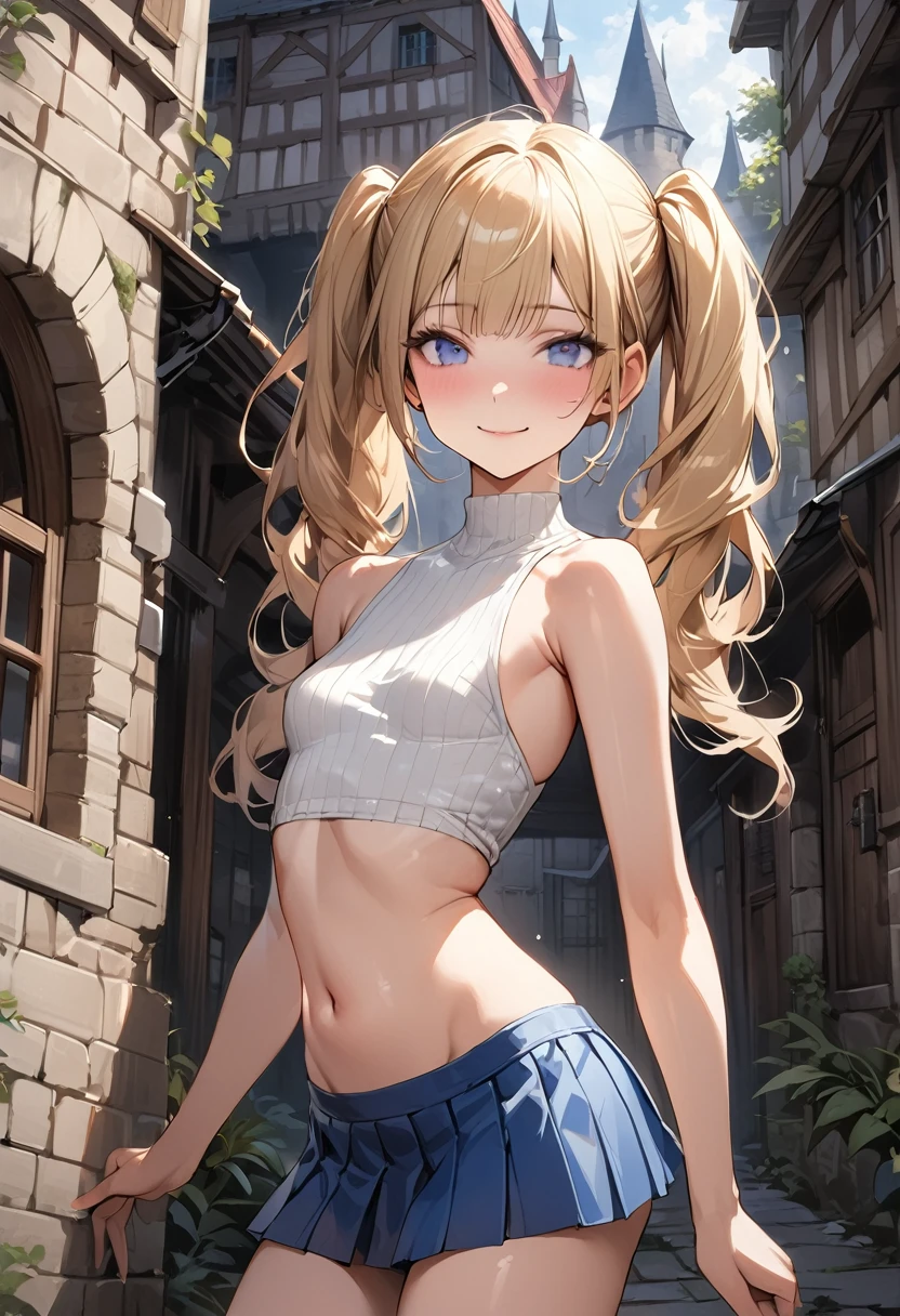 NSFW,(pale illustration,anime illustrations:1.2),(masterpiece, highest quality, so beautiful, Super detailed),textured skin, high details,8k,gleaming skin,pale outline

(hachimiya meguru, idolmaster:1.2),gold hair,

1 girl,(black Thighhighs:1.3),middle breasts,shorty,happy smile,
vest,bottomless,standing,
from front,white and clean bedroom