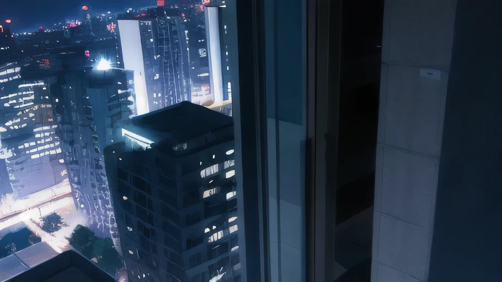 Looking down from the rooftop of a high-rise apartment building Late Night