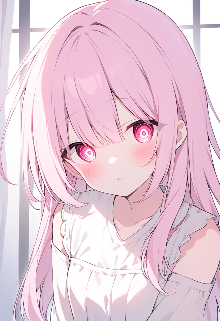 Light pink hair Faintly glowing eyes♡ Yandere lol