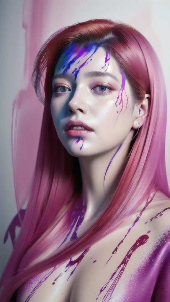 Android Beauty, Powerful paintings inspired by Francis Bacon, Ultra-realistic surrealism, Hyperrealism, fear, art, hyper real painting, Realistic illustration painting, カラフルなHyperrealism, Hyper-realistic digital art