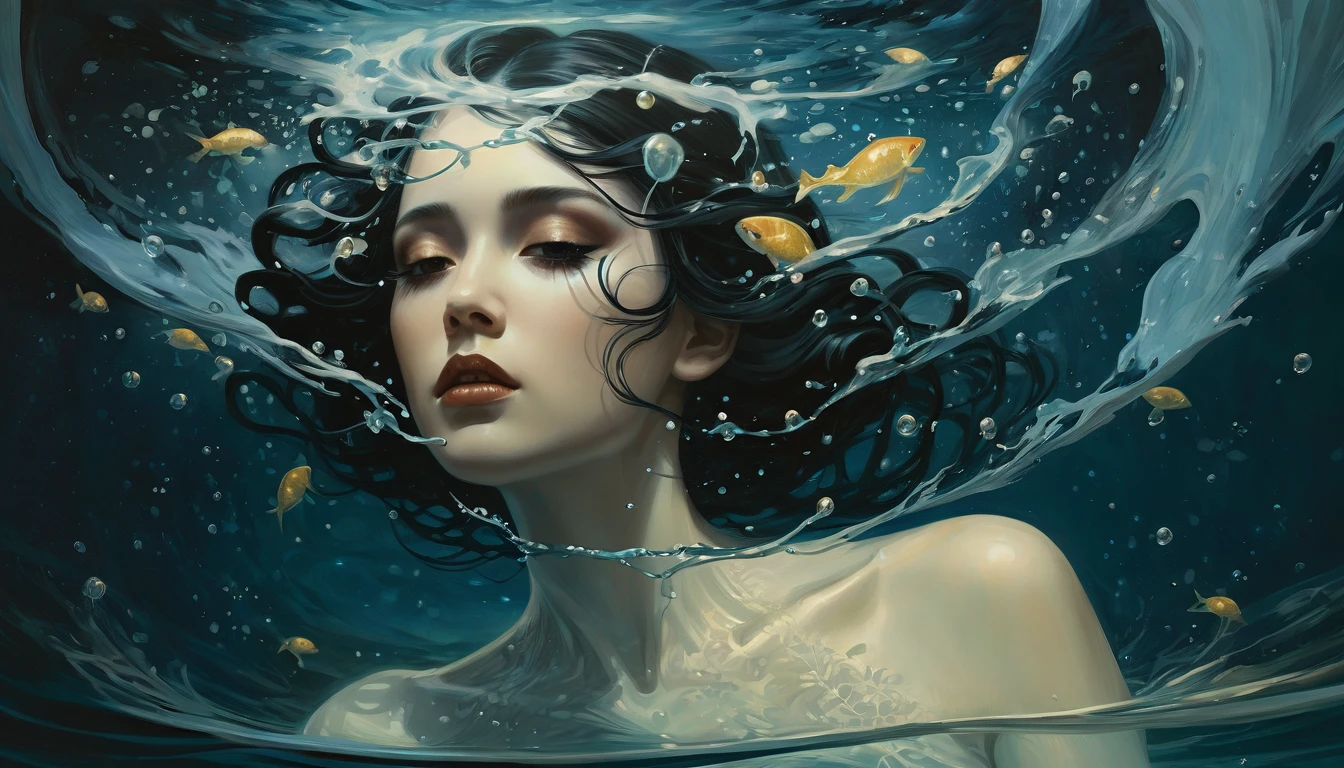 Strange and poisonous water, cosmic horror painting, elegant intricate digital painting artstation concept art by mark brooks and brad kunkle detailed